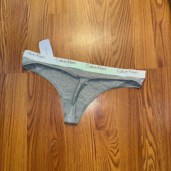 CALVIN KLEIN Womens Grey Cotton Thong NWT L Large - Picture 2 of 4
